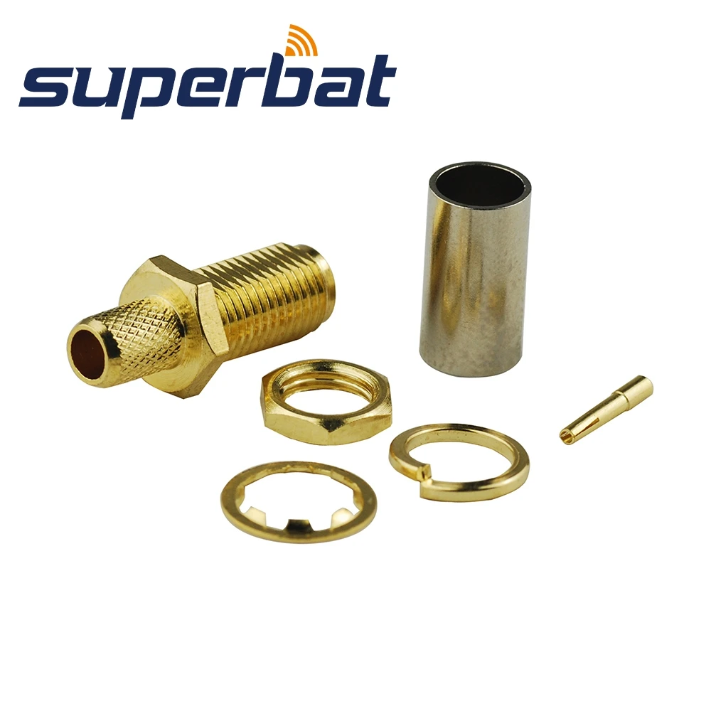 Superbat 10 шт. SMA 50 Ом обжимной гнездовой разъем перегородки для коаксиального кабеля