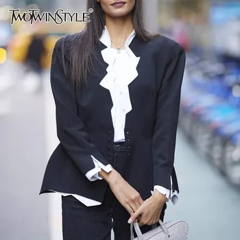 TWOTWINSTYLE OL Blazer Women Notched Collar Long Sleeve Ruffles Patchwork Hit Color Slim Clothing Female Fashion 2020 Summer
TWOTWINSTYLE OL Blazer Women Notched Collar Long Sleeve Ruffles Patchwork Hit Color Slim Clothing Female Fashion 2020 Summer