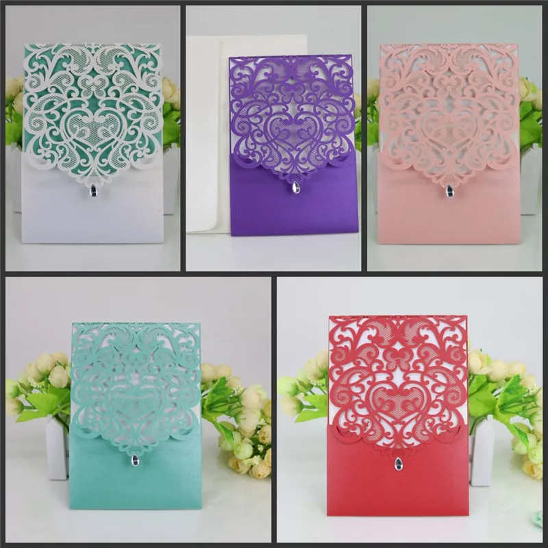 Image 10pcs lot Rectangle Hollow Awesome Flowers Butterfly Laser Cut Wedding Invitations Engagement Wedding Party Invitation Cards