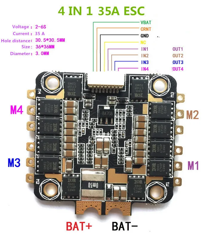 Квадрокоптер BLHeli S 2 6S Oneshot / Multishot /Dshot для F3 F4|esc 4|esc 4 in 1esc 35a |