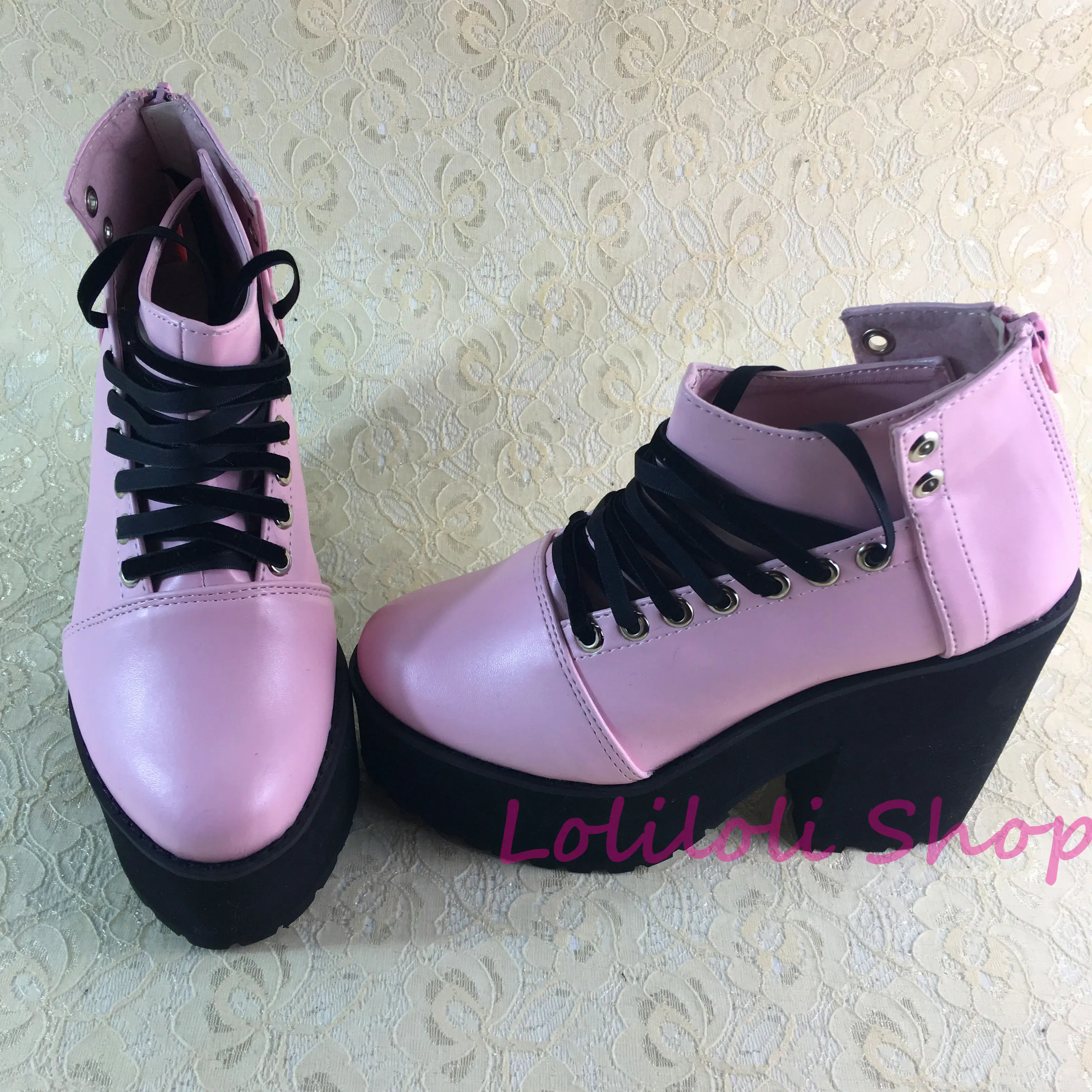 Фото Туфли принцессы sweet lolita Loliloliyoyo antaina японский дизайн на заказ Розовые Яркие туфли
