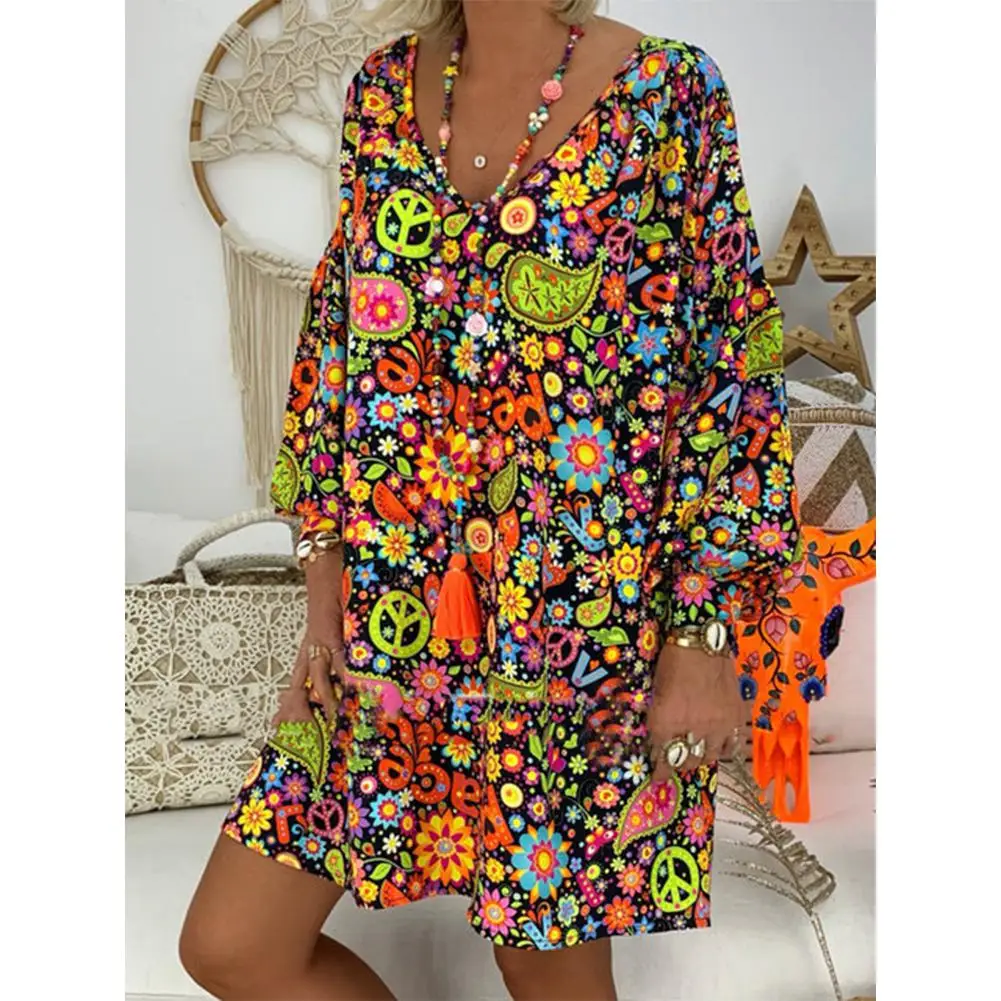 Yiwa Women Printing Dress V-collar Long Sleeve Medium Dress Sexy V collar elongates the neck line Delicate dyeing process
Yiwa Women Printing Dress V-collar Long Sleeve Medium Dress Sexy V collar elongates the neck line Delicate dyeing process