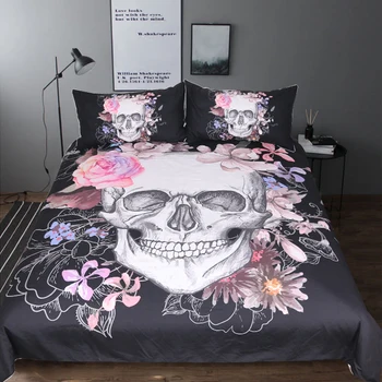 Sugar Skull Bedding Set Floral Bed Duvet Cover Set Black Modern 3 Pieces Microfiber Gothic Bedspreads Queen King
Sugar Skull Bedding Set Floral Bed Duvet Cover Set Black Modern 3 Pieces Microfiber Gothic Bedspreads Queen King