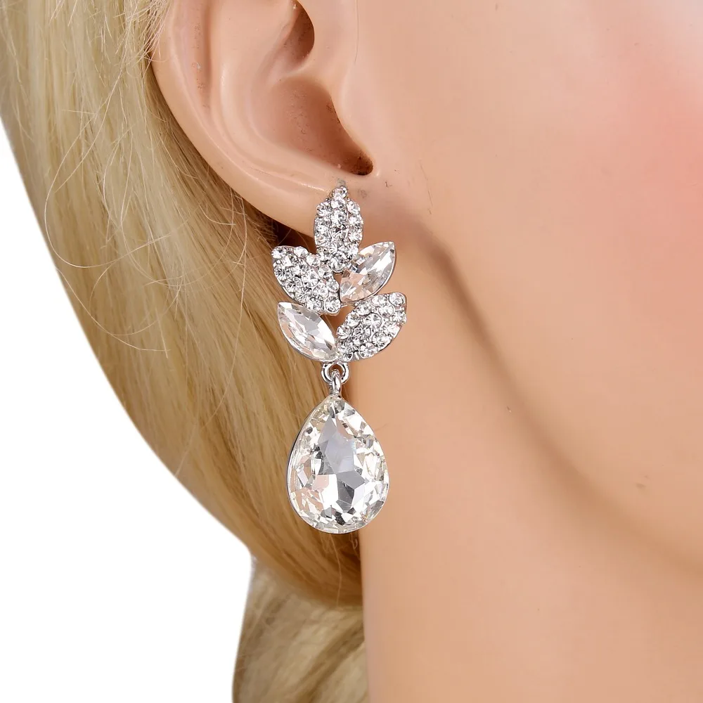 Image BELLA 2015 Clear Tear Drop Wedding Earrings Austrian Crystal Bridal Earrings For Bride   Bridesmaid Jewelry Party Wearings