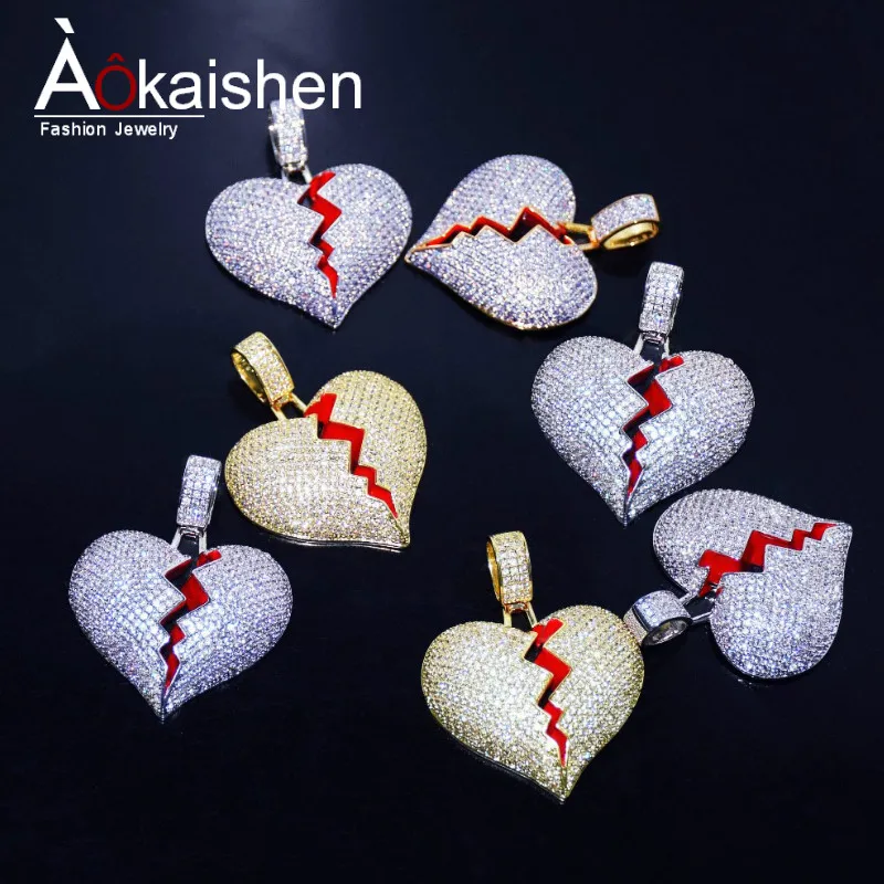 Iced Out Solid Broken Heart Necklace & Pendant With Tennis Chain Gold Color Bling Cubic Zircon Men's Hip hop Jewelry For Gift
Iced Out Solid Broken Heart Necklace & Pendant With Tennis Chain Gold Color Bling Cubic Zircon Men's Hip hop Jewelry For Gift