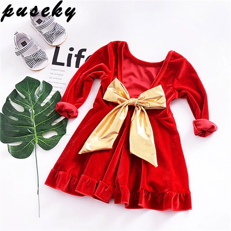 Puseky Winter Girl Dress Bow Children Clothing Warm Kids Dress Toddler Brand 2018 Red Christmas Costume Party Wedding 1-6T
Puseky Winter Girl Dress Bow Children Clothing Warm Kids Dress Toddler Brand 2018 Red Christmas Costume Party Wedding 1-6T