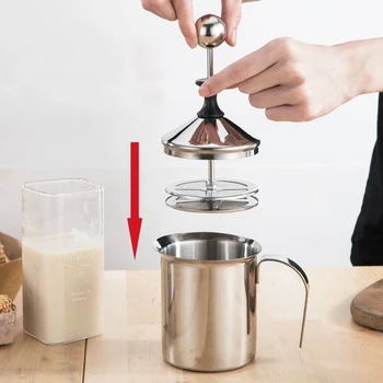 Manual Milk French Press Coffee Maker Stainless Steel Hand Pump Milk Foamer Handheld Milk Jug
Manual Milk French Press Coffee Maker Stainless Steel Hand Pump Milk Foamer Handheld Milk Jug
