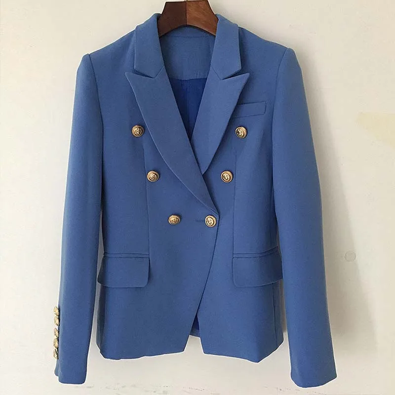 Autumn Winter Fashion 2018 Runway Designer Jacket Women Metal Lion Buttons Double Breasted Jackets Outer Coat Lake blue Clothes
Autumn Winter Fashion 2018 Runway Designer Jacket Women Metal Lion Buttons Double Breasted Jackets Outer Coat Lake blue Clothes