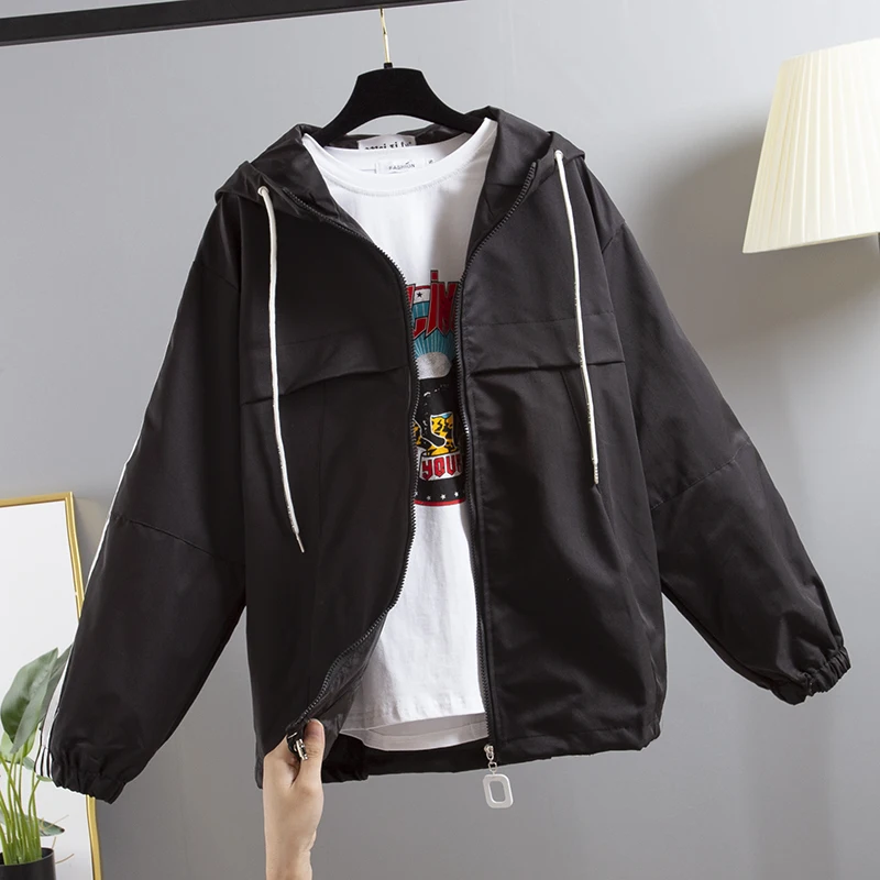 Korean Black Hooded Windbreaker Women Chaqueta Mujer Ladies Coat Spring Autumn New Harajuku Student Loose Long sleeve Outerwear
Korean Black Hooded Windbreaker Women Chaqueta Mujer Ladies Coat Spring Autumn New Harajuku Student Loose Long sleeve Outerwear