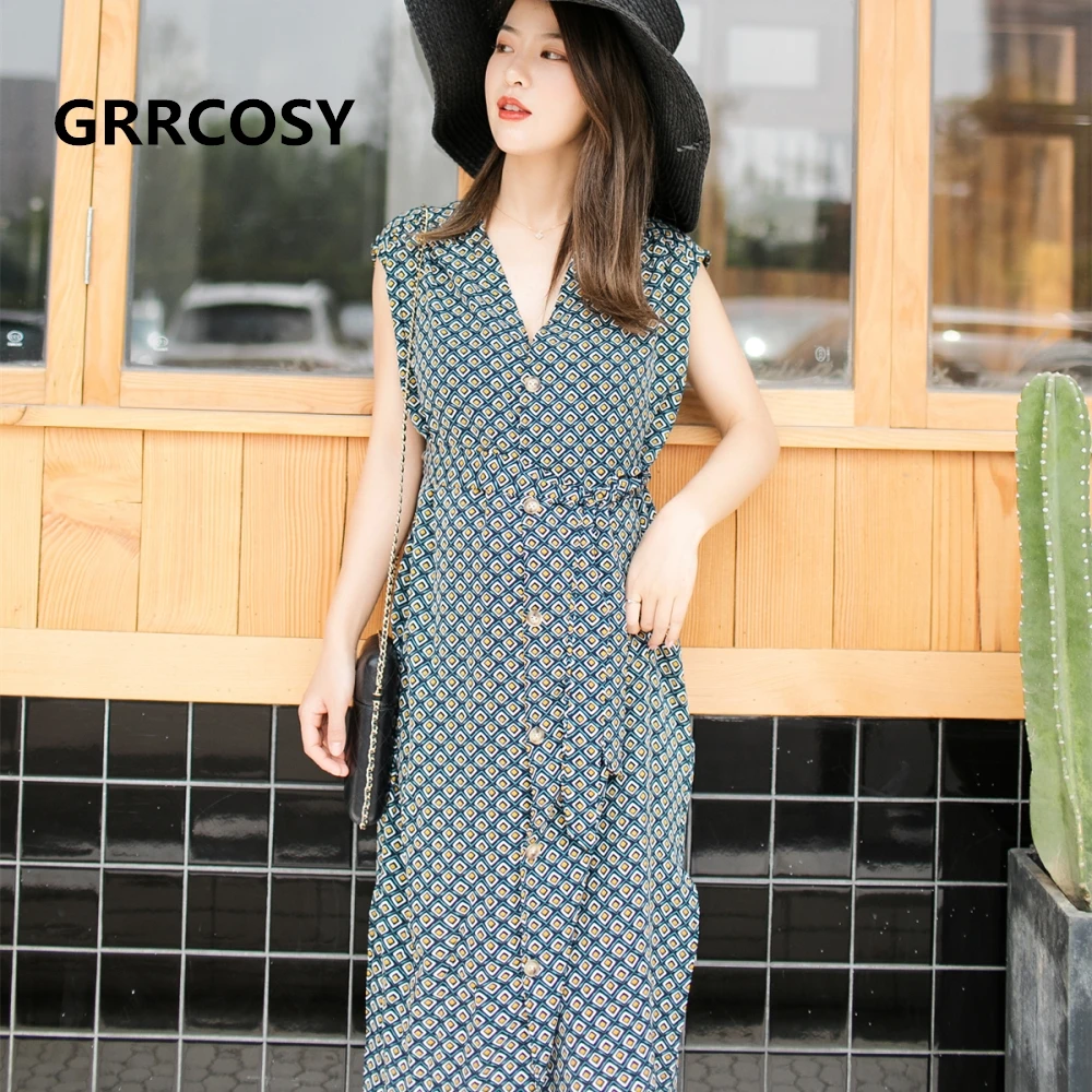 GRRCOSY Maternity Plaid Chiffon Dress Breastfeeding Vest V-Neck Sexy New Summer Sleeveless Sashes Button Side open
GRRCOSY Maternity Plaid Chiffon Dress Breastfeeding Vest V-Neck Sexy New Summer Sleeveless Sashes Button Side open