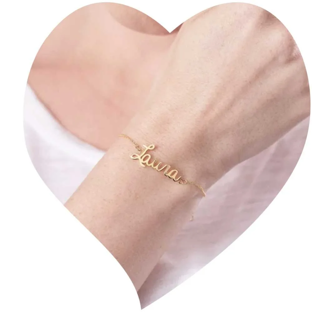 Фото Custom Name Letter Bracelet Gold Dainty Initial Charm Bracelets Women Personalized Jewelry Bridesmaid Gift Pulseras Mujer | Украшения и