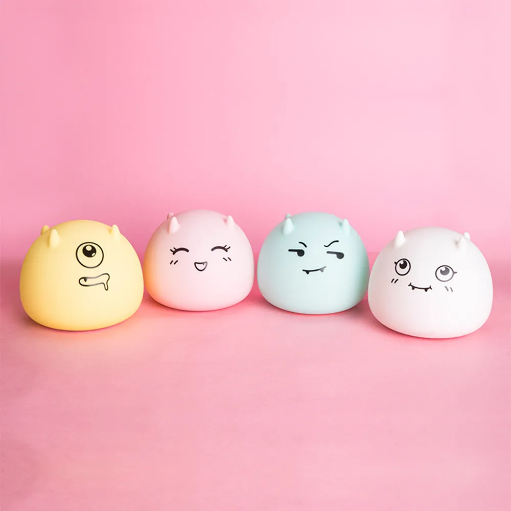 SuperNight Cute Cartoon Demon Ambient LED Night Light Silicone Rechargeable Touch Sensor Bedroom Tablet Lamp for Kids Girl Gift (20)