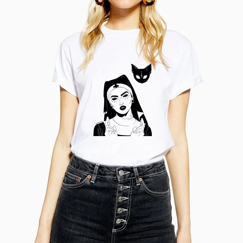 KMOGOER Creative Harajuku Ladies Comic T Shirt Dark Nun Cotton O-Neck Punk T-Shirt Print Casual Short Sleeve Tshirt Streetwear
KMOGOER Creative Harajuku Ladies Comic T Shirt Dark Nun Cotton O-Neck Punk T-Shirt Print Casual Short Sleeve Tshirt Streetwear