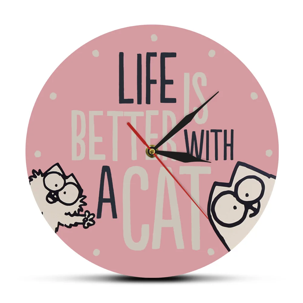 Life Is Better With A Cat Inspirational Cat Quote Modern Wall Clock Watch Girl Room Pink Wall Decor Cat Lover Housewarming Gift
Life Is Better With A Cat Inspirational Cat Quote Modern Wall Clock Watch Girl Room Pink Wall Decor Cat Lover Housewarming Gift