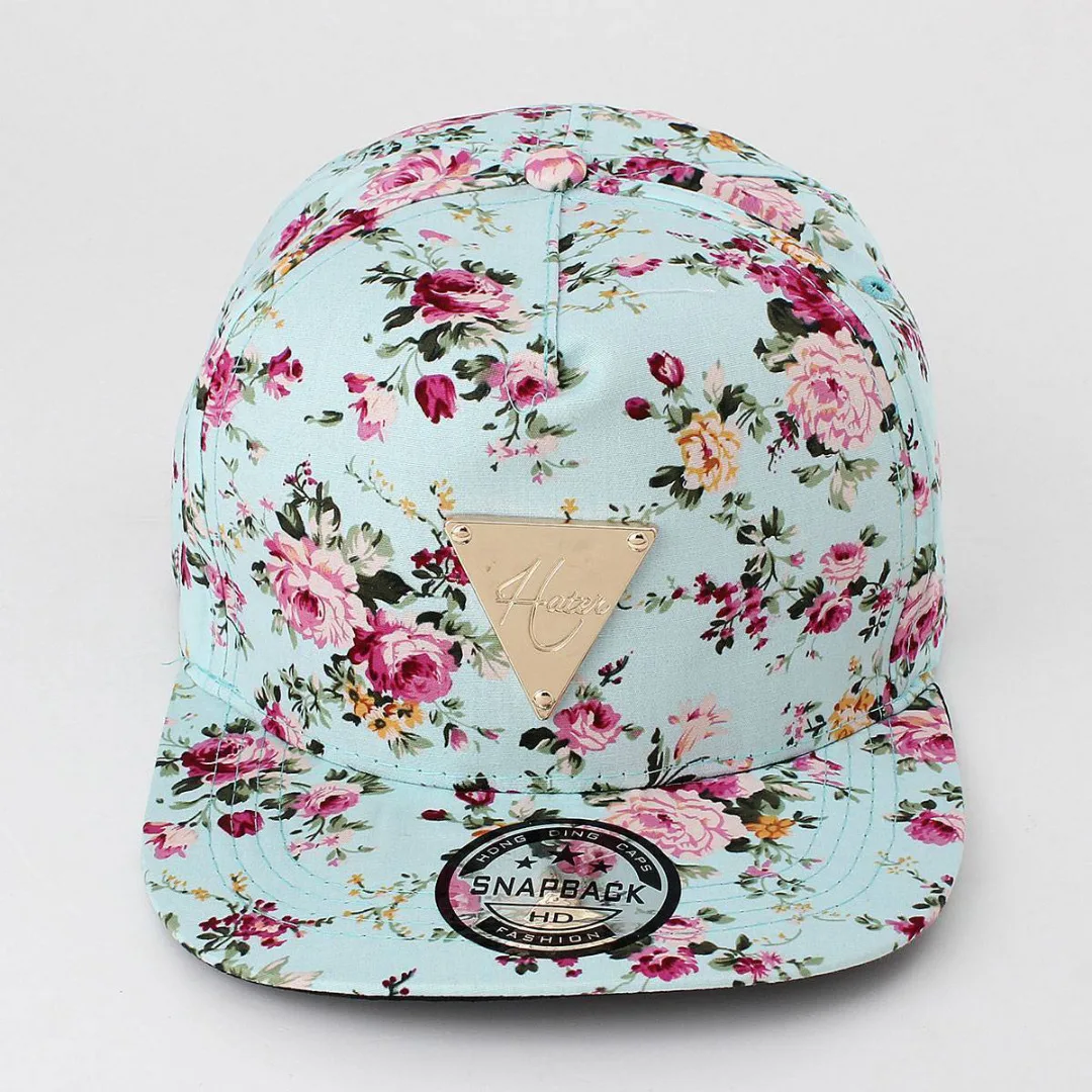 NaroFace Women Floral Flower Print Snapback Hip-Hop Hat Flat Adjustable Cotton Baseball Caps Sun Hats 4Colors