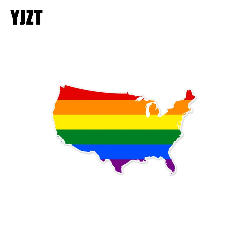 YJZT 11.7CM*7.4CM Gay USA Rainbow Flag Reflective Car Stickers Funny PVC Decal 12-0990 | Автомобили и мотоциклы
