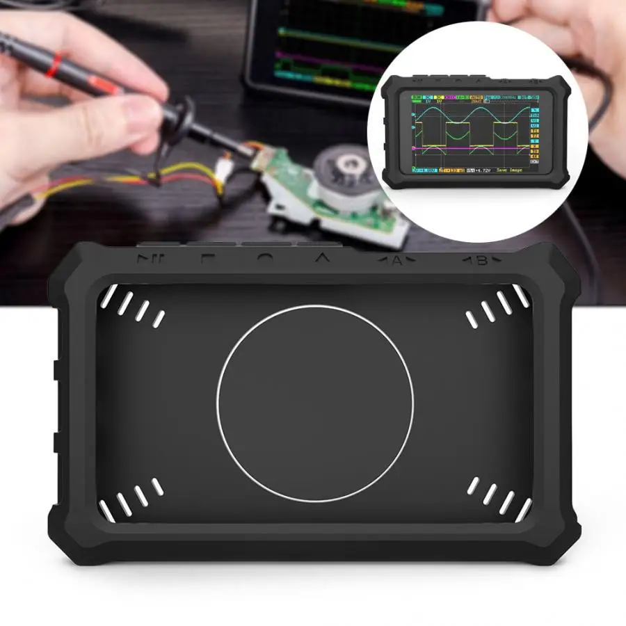 Silicone Protective Case DS213 Black Mini Oscilloscope Silicone Case Shell with 1Pcs Ring Bracket Portable
Silicone Protective Case DS213 Black Mini Oscilloscope Silicone Case Shell with 1Pcs Ring Bracket Portable