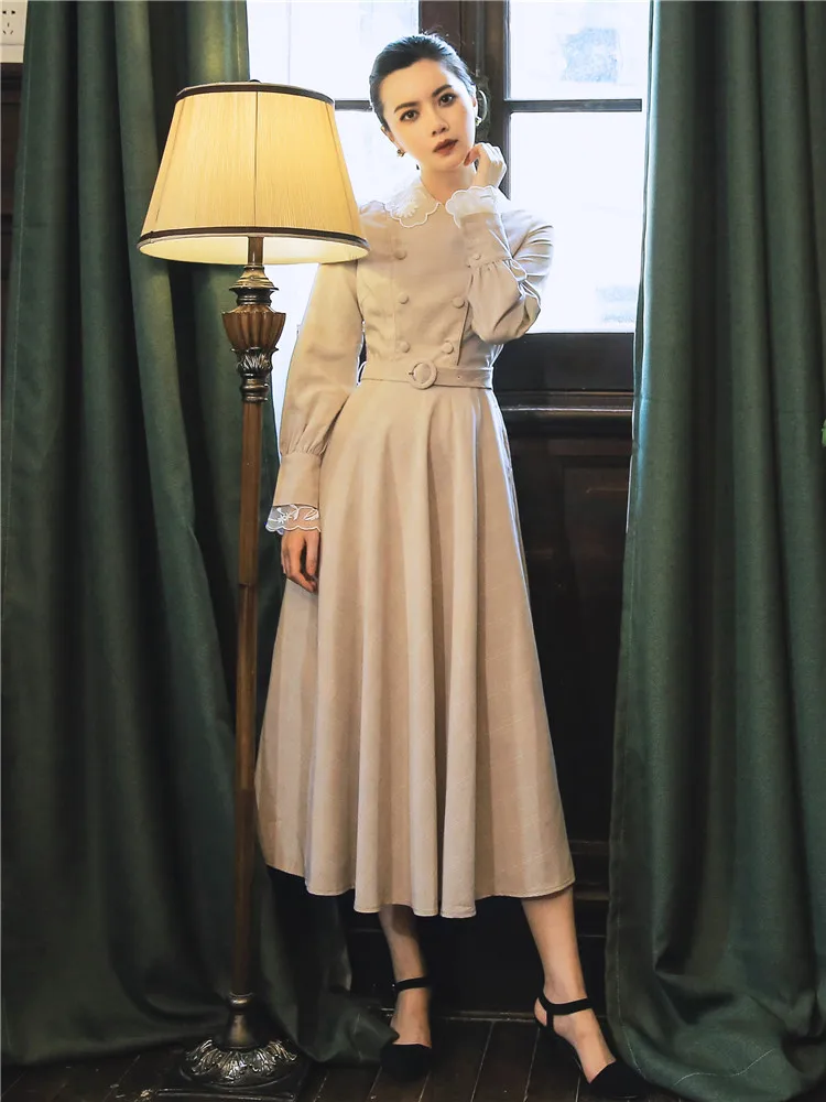 Elegant Vintage Women Dress Peter Pan Collar Lace Petal Sleeve Retro Formal Empire Vestidos Casual Lady Faldas Spring Autumn
Elegant Vintage Women Dress Peter Pan Collar Lace Petal Sleeve Retro Formal Empire Vestidos Casual Lady Faldas Spring Autumn