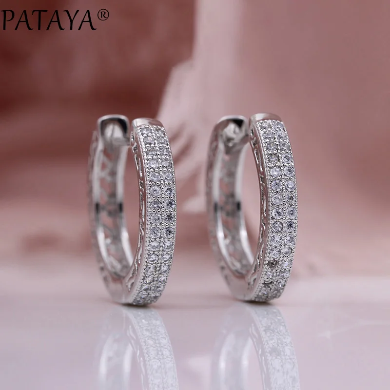 PATAYA New White Gold Round Natural Cubic Zirconia Dangle Earrings Women Gift Party Fashion Jewelry Hollow Small Circle Earrings
PATAYA New White Gold Round Natural Cubic Zirconia Dangle Earrings Women Gift Party Fashion Jewelry Hollow Small Circle Earrings