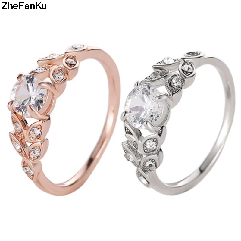 Wedding Crystal Silver Color Rings Leaf Engagement Gold Color Cubic Zircon Ring New Brand Bijoux For Women Jewelry
Wedding Crystal Silver Color Rings Leaf Engagement Gold Color Cubic Zircon Ring New Brand Bijoux For Women Jewelry