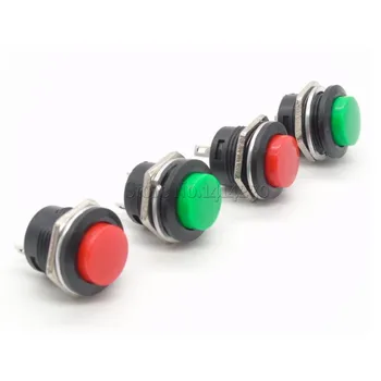 

10Pcs Push Button Switch R13-507 Reset Start Switch Diameter 16mm No Lock Red Green Color