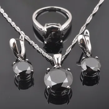 Russian Style Women's Wedding Dubai Jewelry Sets Classic Round Black Zirconia Ring Necklace And Earrings Costume Sets QZ0218
Russian Style Women's Wedding Dubai Jewelry Sets Classic Round Black Zirconia Ring Necklace And Earrings Costume Sets QZ0218
