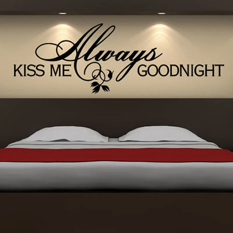 

Kiss Me Always Goodnight Sweet And Romantic Sayings Decorative Wall Sticker Bedroom PVC Removable Lettering Wallpaper