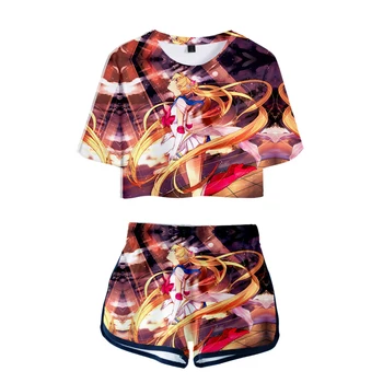 New casual summer 3D Printed Sailor Moon Two-Piece Sets Fashion Women Sets Exposed navel girl's short T shirt +Short Pants sets
New casual summer 3D Printed Sailor Moon Two-Piece Sets Fashion Women Sets Exposed navel girl's short T shirt +Short Pants sets