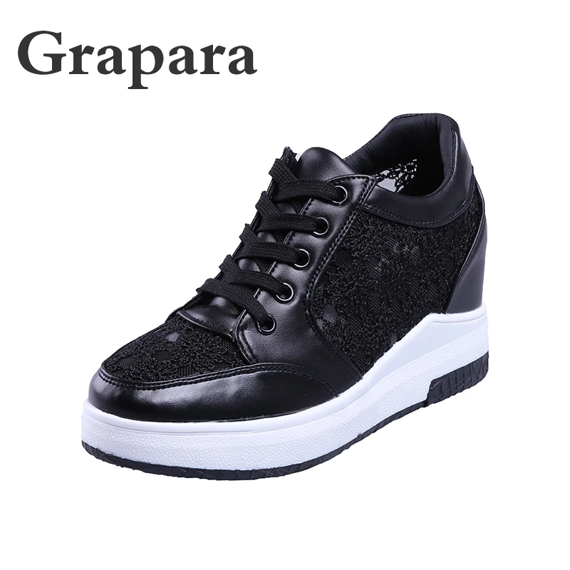 

Summer Women Shoes Cutouts Lace Up Canvas Casual Shoes Hollow Floral Breathable Platform Flat Shoes Sapato Feminino Grapara