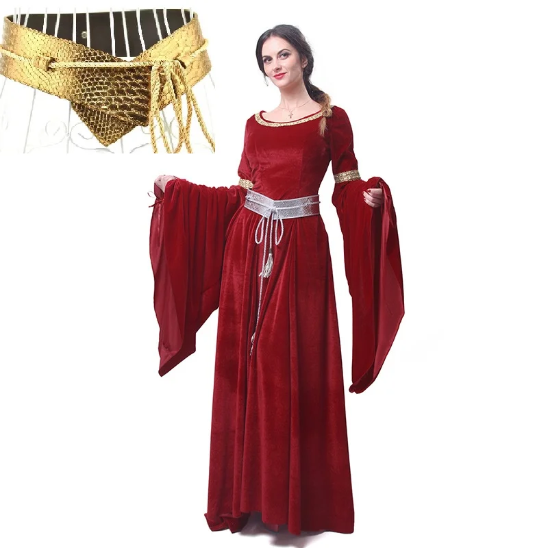 Stage Dress Halloween Medieval Renaissance Long Dress Flare Sleeve Dress Robe Queen Retro Costume Adult Women Costumes
Stage Dress Halloween Medieval Renaissance Long Dress Flare Sleeve Dress Robe Queen Retro Costume Adult Women Costumes