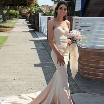 Simple Mermaid Prom Long Elegant Dresses vestido de fiesta Evening Gown Sweetheart Sweep Train Ivory Elastic Satin Prom Dress
Simple Mermaid Prom Long Elegant Dresses vestido de fiesta Evening Gown Sweetheart Sweep Train Ivory Elastic Satin Prom Dress
