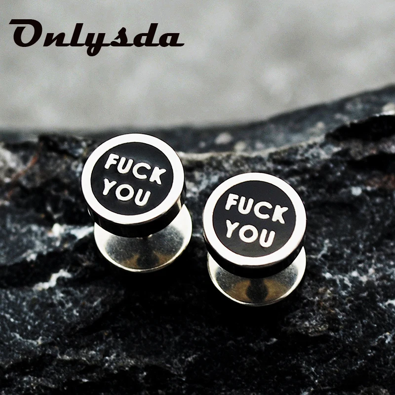 Stainless Steel Ear Studs Letter Earrings Black Plated Round Shaped with Butterfly Clasp Push Back Earrings Women Men ES040
Stainless Steel Ear Studs Letter Earrings Black Plated Round Shaped with Butterfly Clasp Push Back Earrings Women Men ES040
