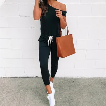 2019 Women Jumpsuit Romper Sashes Short Sleeve Skew Neck Casual Playsuit Ladies Summer Solid Loose Playsuit
2019 Women Jumpsuit Romper Sashes Short Sleeve Skew Neck Casual Playsuit Ladies Summer Solid Loose Playsuit