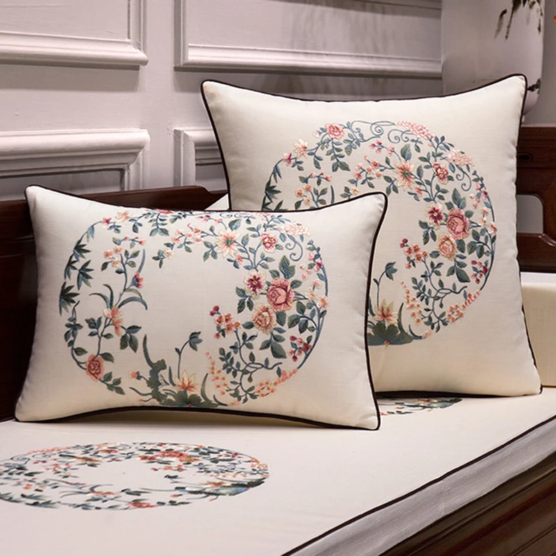 Cushion Cover Decorative Pillows Chinese Cotton Linen High Needle Embroidery Flowers Group Coussin Cojines Decorativos Para Sofa
Cushion Cover Decorative Pillows Chinese Cotton Linen High Needle Embroidery Flowers Group Coussin Cojines Decorativos Para Sofa