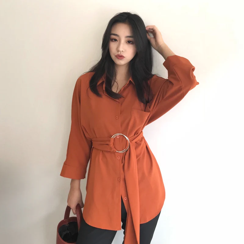 Spring Summer Single Breasted Turn-down Collar Shirt with Sashes Women Stylish Chic Tops and Shirts Ladies harajuku chemise 2019
Spring Summer Single Breasted Turn-down Collar Shirt with Sashes Women Stylish Chic Tops and Shirts Ladies harajuku chemise 2019