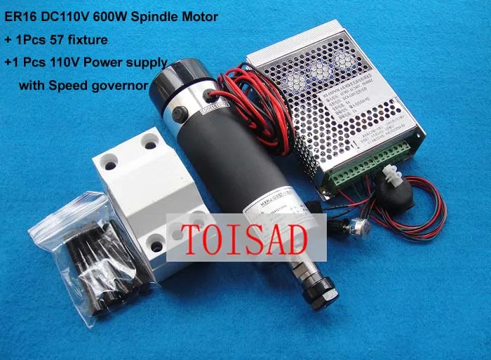 ER16 DC110V 600W Engraving Machine Air cooled Spindle Motor+1Pcs 57mm Mount Bracket Fixture+1Pcs Speed Governor | Инструменты