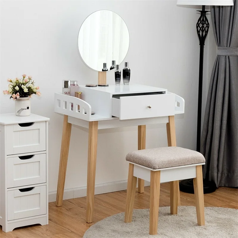 Modern Women Wooden Makeup Dresser Vanity Desk For Bedroom