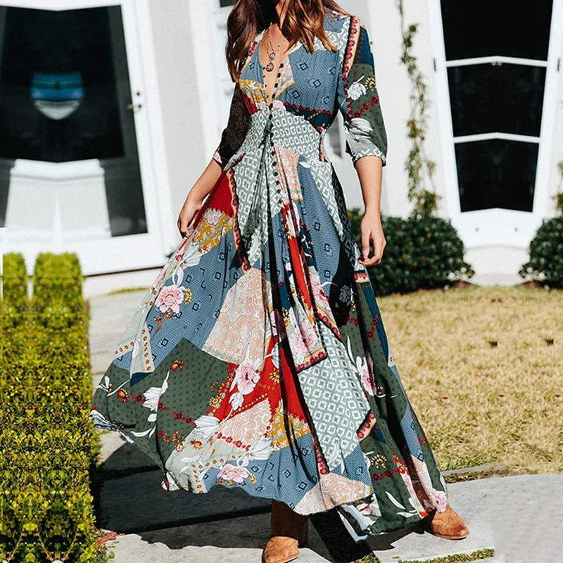 Long Maxi Dress Women Floral Print Button Sundress Female Summer Dress 2019 Bohemian Dress Beach Evening Party Dresses Ladies
Long Maxi Dress Women Floral Print Button Sundress Female Summer Dress 2019 Bohemian Dress Beach Evening Party Dresses Ladies