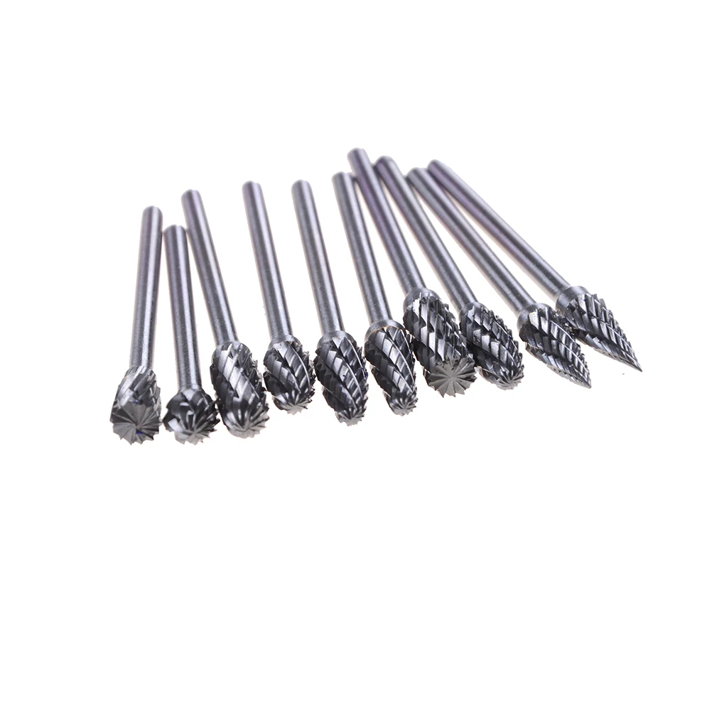 10pcs/set 1/8 Tungsten Carbide Burr Set 3mm Drill Bit Rotary Cutter Files CNC Engraving CED 6mm With Box
10pcs/set 1/8 Tungsten Carbide Burr Set 3mm Drill Bit Rotary Cutter Files CNC Engraving CED 6mm With Box
