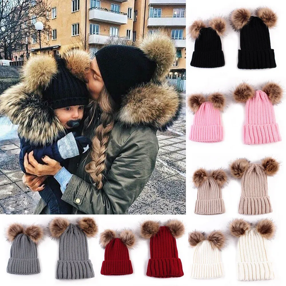 2PCS Mom And Baby Newborn Baby Hats for Girls Knit wool Pom Bobble Hat Kids Girls Boys Winter Warm Beanie Cap lowest price zk
2PCS Mom And Baby Newborn Baby Hats for Girls Knit wool Pom Bobble Hat Kids Girls Boys Winter Warm Beanie Cap lowest price zk