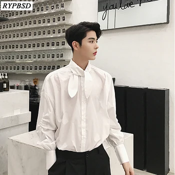 Autumn 2019 New Bow Tie Shirt Sleeves Wrinkled Shirt Men Long-sleeved White Black Single Breasted Casual Shirts 2 Colors
Autumn 2019 New Bow Tie Shirt Sleeves Wrinkled Shirt Men Long-sleeved White Black Single Breasted Casual Shirts 2 Colors