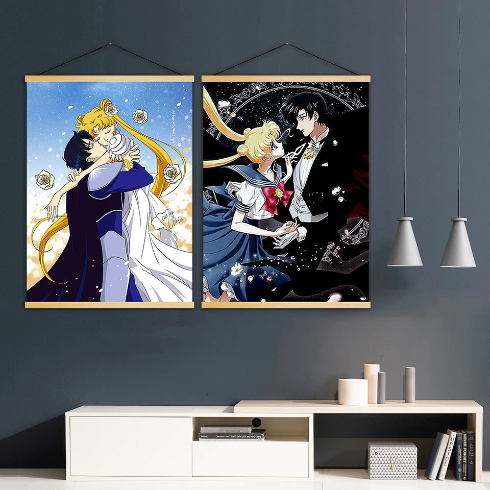 Wall-Art-Print-Modern-Solid-Wood-Hanging-Scrolls-Sailor-Moon-Animation-Role-Canvas-Painting-Nordic-Style (1)