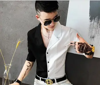 2019 new men's Korean version of the personality Slim stitching short-sleeved shirt fashion men's shirt plus size M-XXXL
2019 new men's Korean version of the personality Slim stitching short-sleeved shirt fashion men's shirt plus size M-XXXL