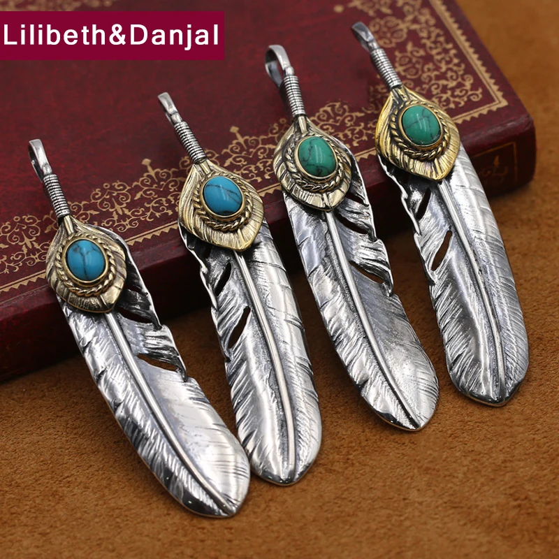 2019 Vintage Inlaid Turquoise natural stone Feather Pendant 100% Real 925 Sterling Silver Men Women Necklace Pendant jewelery P3
2019 Vintage Inlaid Turquoise natural stone Feather Pendant 100% Real 925 Sterling Silver Men Women Necklace Pendant jewelery P3
