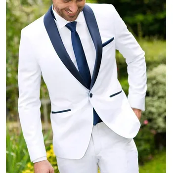 2018 One Button White Two Piece Wedding Groom men Tuxedo suits Navy Shawl Lapel Custom Made Business slim Mens Suit Jacket Pants
2018 One Button White Two Piece Wedding Groom men Tuxedo suits Navy Shawl Lapel Custom Made Business slim Mens Suit Jacket Pants