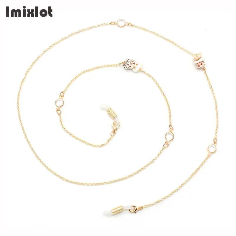 Fashion Womens Gold Eyeglass Chain Natural Shell White Crystal Beaded Sunglasses Chain & Lanyards Necklace Eyewear Accessories
Fashion Womens Gold Eyeglass Chain Natural Shell White Crystal Beaded Sunglasses Chain & Lanyards Necklace Eyewear Accessories