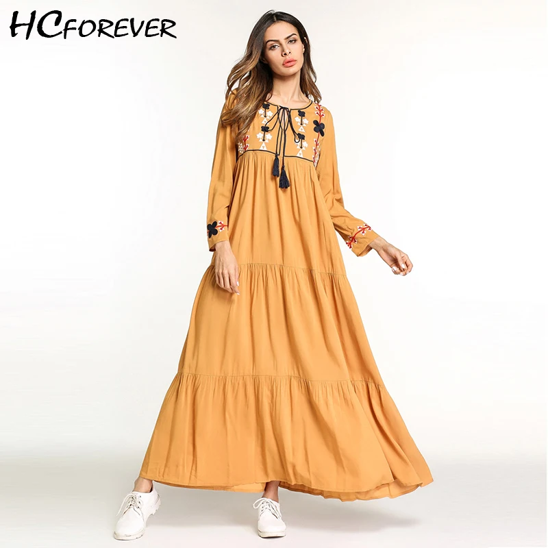 Summer Casual Maxi Women Embroidery Dress Long Sleeve Yellow Floor Length Cotton Loose Long Dresses Boho Fashion 2018 New Sale
Summer Casual Maxi Women Embroidery Dress Long Sleeve Yellow Floor Length Cotton Loose Long Dresses Boho Fashion 2018 New Sale