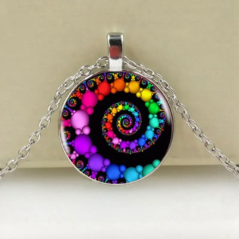 

Spiral Pendant fractal necklaces pendants flourish swirls glass dome necklace sacred geometry art picture jewelry