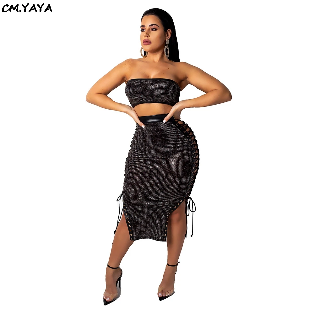 new winter women sequins strapless bandage night midi bodycon party lace up hollow out skirts two pieces sets outfits suits 8025
new winter women sequins strapless bandage night midi bodycon party lace up hollow out skirts two pieces sets outfits suits 8025