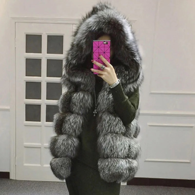 Осенне-зимнее модное женское пальто из искусственного меха лисы роскошное с